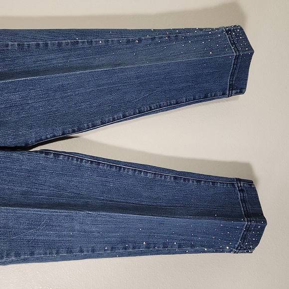 Christine Alexander Crystal Rhinestone Embellished Cropped Jeans Sz 8 - Picture 4 of 13
